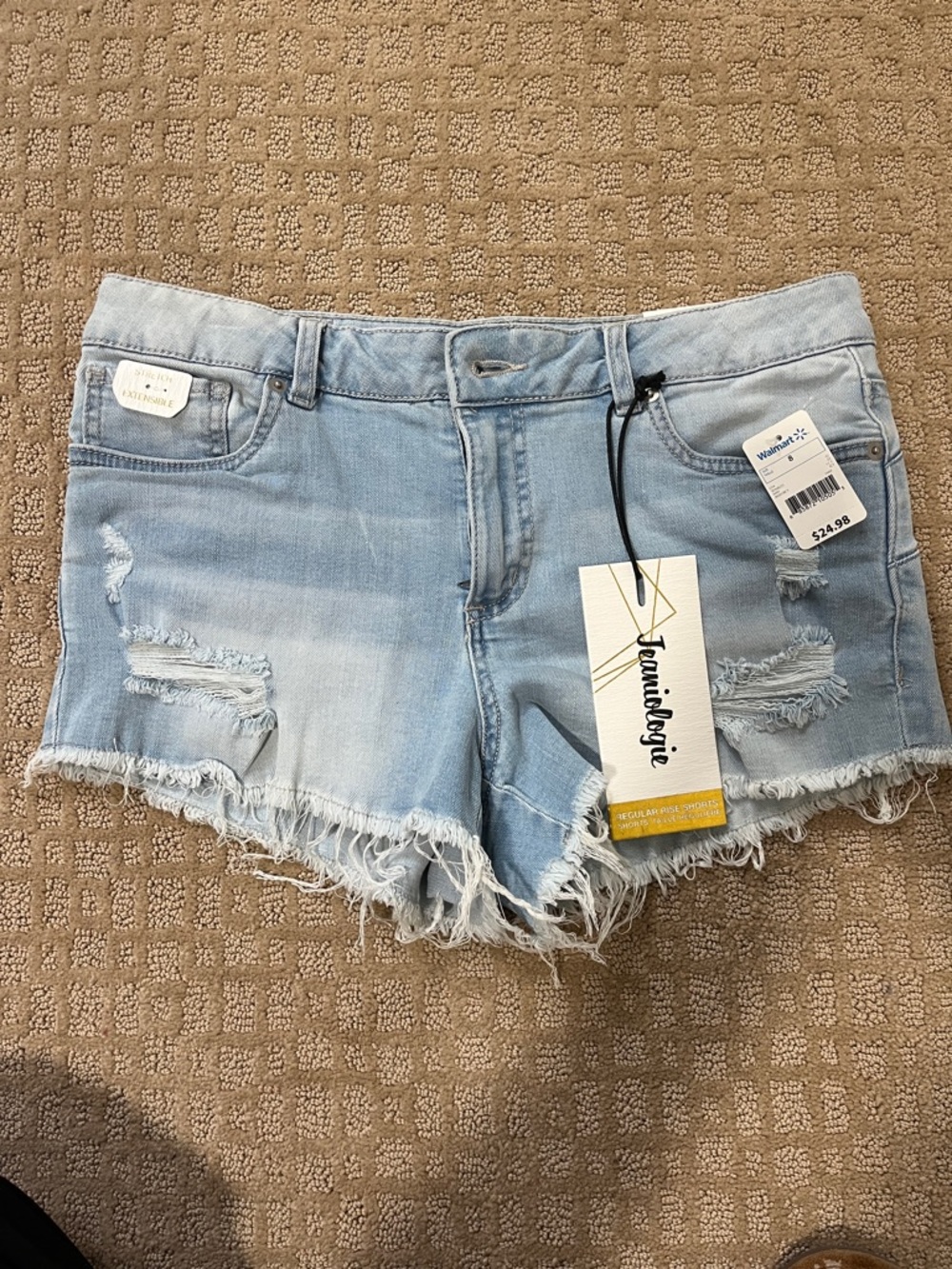 Jeaniologie Faded Light Blue Distressed Denim Cutoff Shorts